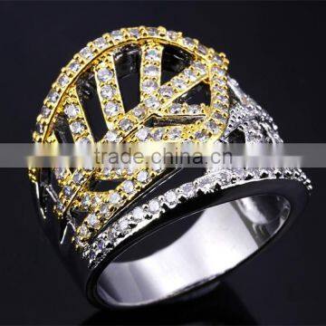 New Design Leaf Shape 2-Tone Inlay Jewelry Luxury Cocktail Party Ring Bijoux photo-3