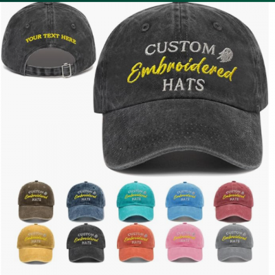 Custom Embroidered Hats, Personalized Baseball Caps with Logo Text, Customized Embroidered Baseball Hat Gifts for Men Women