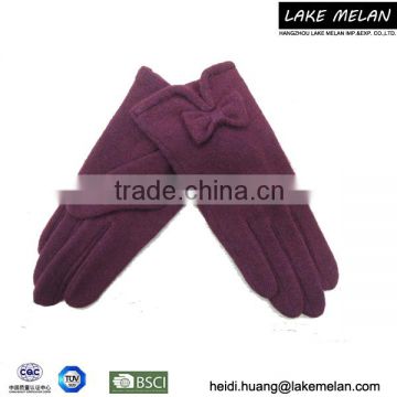 Lady's Wool/Nylon Glove With Bowknot For AW 16 LMMT-004