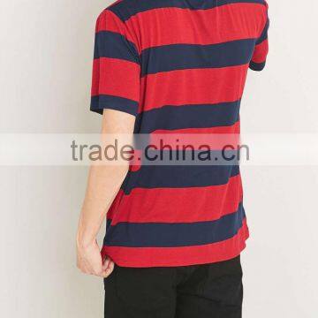 OEM Wholesale Mens Navy and Red Stripe T Shirts photo-3