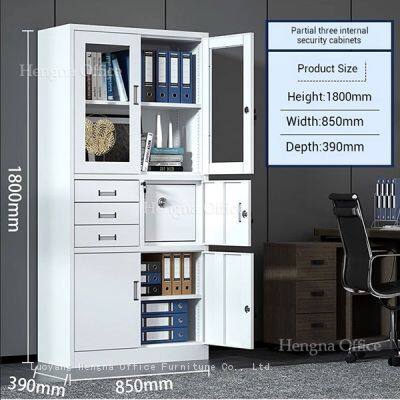 Multi-Functional Office Storage Cabinet – Combination Glass Doors & Drawers With Adjustable Shelving photo-2