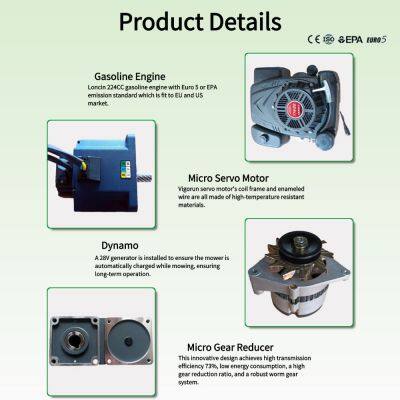 Industrial Petrol Adjustable Cutting Height 10-150Mm Electric Battery Cordless Rubber Track Remote Controlled Lawn Mower Kit photo-3