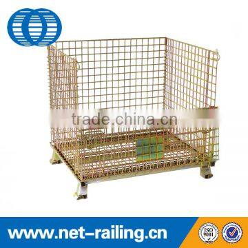 Folding stackable mesh wire storage container