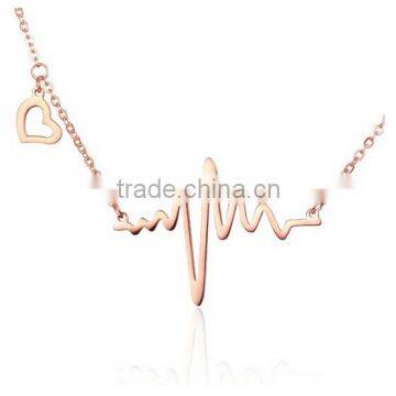 Rose-gold Plated Heartbeat Design Necklace Stainless Steel Necklace