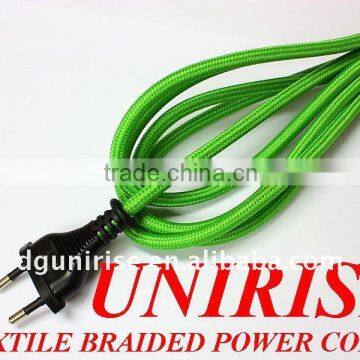 Lamp textile power cord with green braided cover