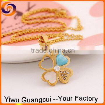 2016 new Stainless steel four-leaf clover pendant necklace