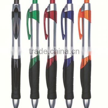 2014 Promotional new design plastic ball pen with rubber grip