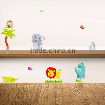 Cartoon Jungle wild Animals DIY 3D vintage wallpaper vinyl wall stickers for kids rooms child wall art decals home decoration