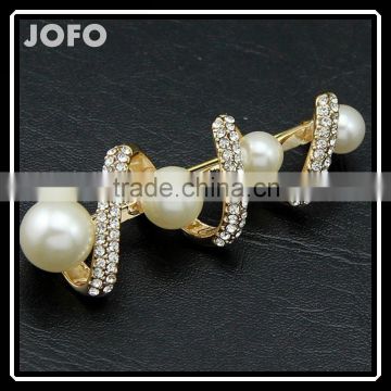 Fashion Jewelry 2016 Factory Direct Wholesale Rhinestone Pearl Spiral Style Brooch