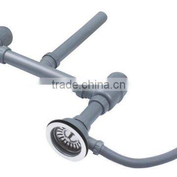 Stainless steel sink accessory drainer for double bowl with overflow ,plastic pipe