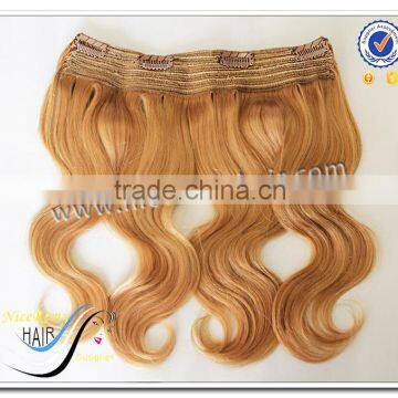 Wholesale top quality 100% virgin brazilian hair body wave clip in hair extensions