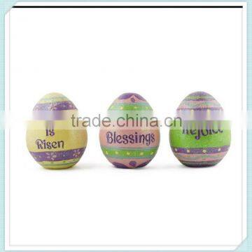 hand painted set of three resin easter eggs