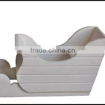 Decorative Handmade White Wooden Christmas Sleigh