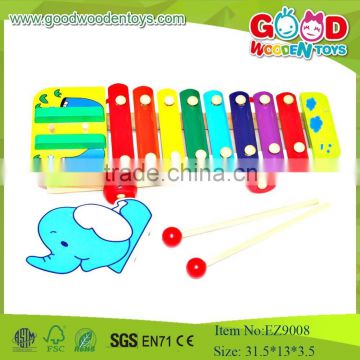 EZ9008Hot Selling Musical Kids Wooden Toys,Elephant Pull Cord Xylophone Musical Wooden Toy, Educational Musical Toys