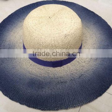 summer straw sombrero gradient color hat/big brim hat for lady