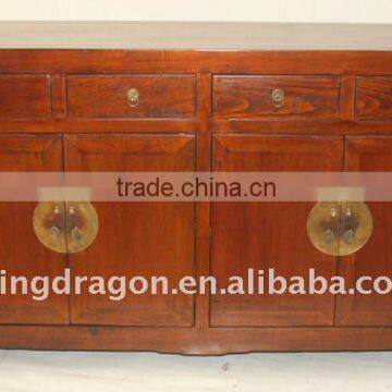 Chinese Antique Old Wood Colour Finished Buffet four drawer four door cabinet