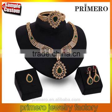 Fashion 4pcs Women Rhinestone Crystal Bracelet Necklace Earrings Ring Jewelry Set