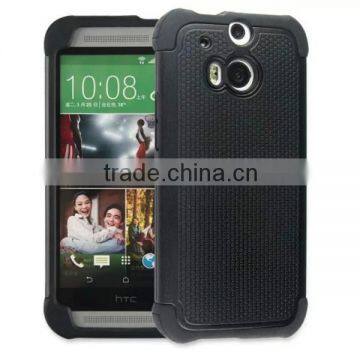 Pleasing Black Double Protection Hi-Tech DURABLE Two in One Hard and Silicon Blu Cell Phone Cases for HTC M8