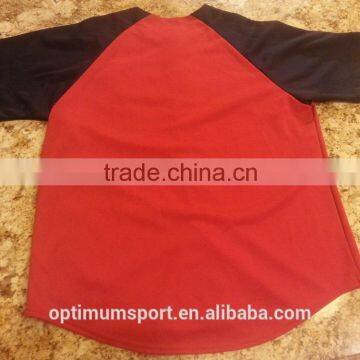 Button Shirts Contrast Red and Black Baseball Jersey photo-2