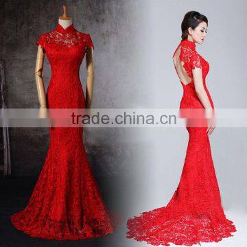 2015 Latest Red African Lace Fabric for Wedding Dress photo-6
