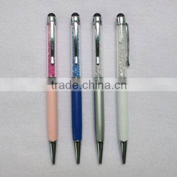 polupar transparent barrel 2 in 1 metal crystal stylus touch ball pen for promotional gift