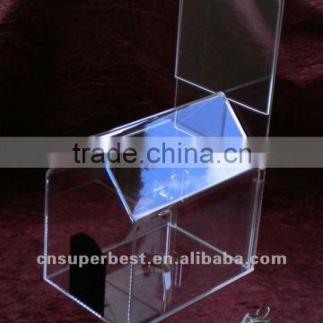 acrylic material clear acrylic charity box donation box with locks