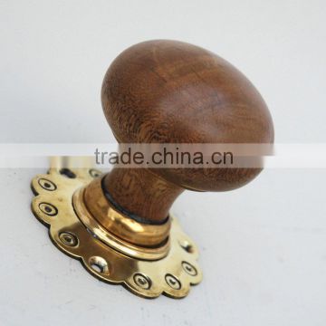 DOOR KNOB, ANTIQUE DOOR KNOB, BRASS AND WOOD DOOR KNOB