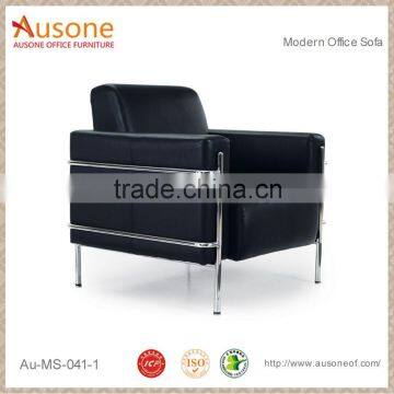 Hot Sale Modern Black Leather Sofa With Steel Frame photo-2