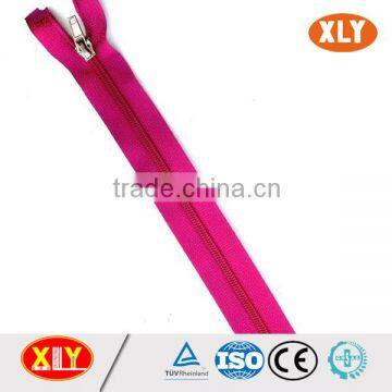 fashion cloth coil zipper , redness long chain open end nylon zipper