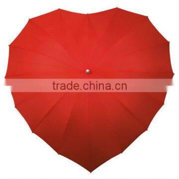 16ribs Fashion Red Color Love Heart Shape Straight Umbrella