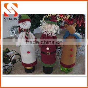 Xmas party decorations unique santa snowman reindeer fleece red wine bottle covers christmas