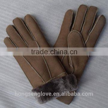 HS143 NEW! Brown Men's 100% REAL SHEEPSKIN SHEARLING NICE & WARM REAL LEATHER Glove& Mitts photo-4