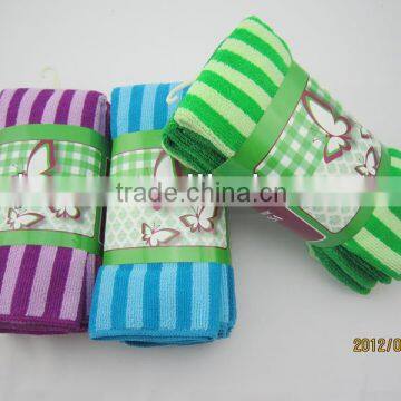 Strip warp microfiber towel with hanger pack for kitchen