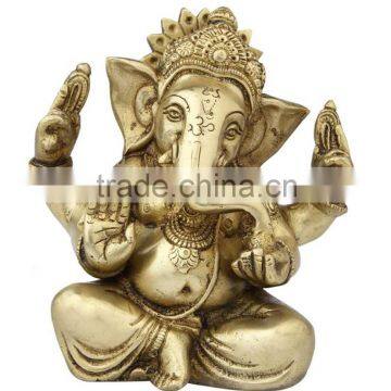 Sitting Ganesha Tilted Head 7"