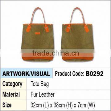 Tote Bag / fashion tote bag (orange & brown)