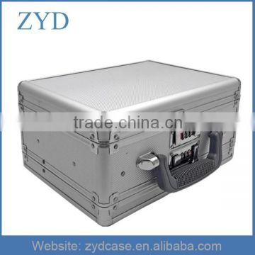 Ribbed Silver Double Pistol Box Type and Aluminum Material Duplicate Gun Case ZYD-HZMgc016