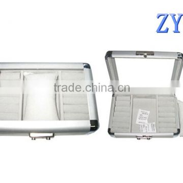 watch case aluminum display storage box with glass viewing top