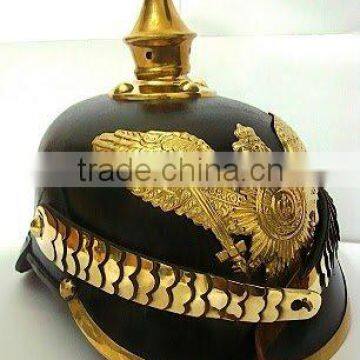 Leather german pickelhaube helmet with Big eagle and brass belt