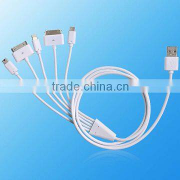 Customized wholesale 5 in 1 date cable For Mobile phone ,Multifuncational data cable charger for cellphone