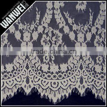 fashion eyelash design african Lace guipure plain yarn 3M width 100% nylon lace fabric material for dresses trim 5910-1