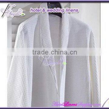 white shawl-collar waffle spa robe, waffle spa robes in shawl collar style