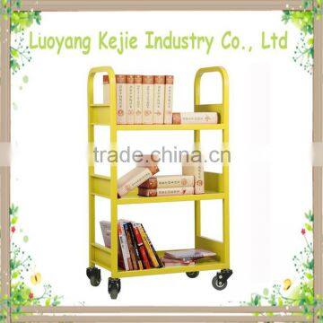 New simple design book cart for sale metal library bookcase movable book cart