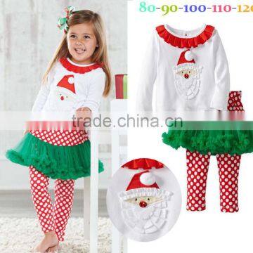 2015 factory outlet Chrismas long sleeve t-shirt sets, cotton t-shirt with skirt pants