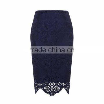 China wholesale fashion style crotchet lace midi women skirt