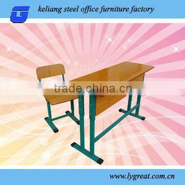 Wooden top double steel student desk