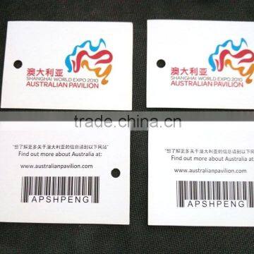 custom brand name logo printed hang tag card paper label