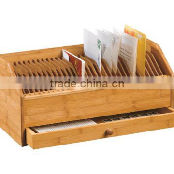 2015 new design bamboo Letters Holder bamboo desk organizer storage with drawer