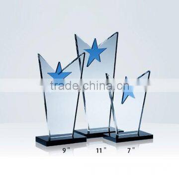 Hot Sale Hand Make Blank Clear K9 Crystal Awards trophy With Star Style Plaque For craft gift