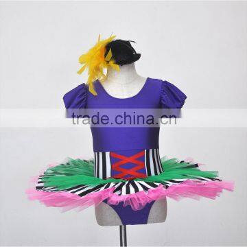 Kids Ballet Skirt, Short Sleeve Girls Camisole Ballet Tutu, Rainbow Stripe Princess Tutu Dress Kids Dancewear photo-2