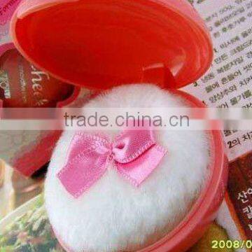 fashionable plush puff in compact case , glitter puff